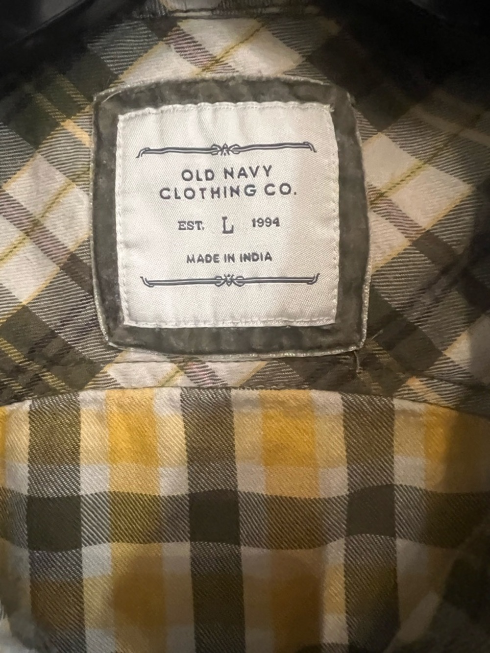 100% Cotton Old Navy Yellow and Gray Plaid Button-Down Shirt - Picture 6 of 8